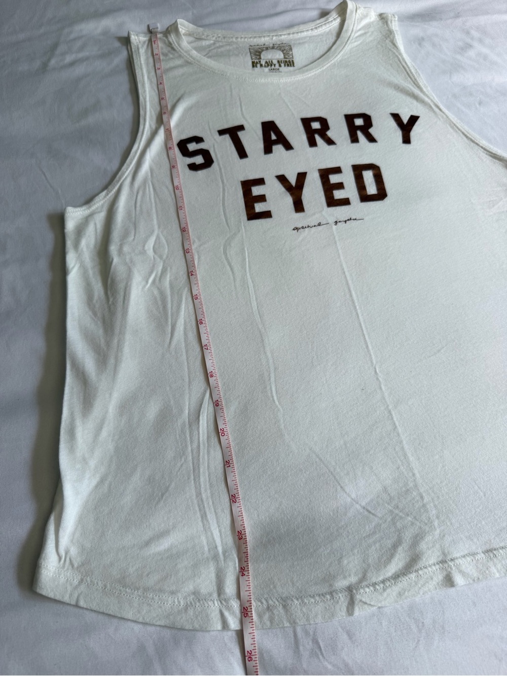 Spiritual Gangster "Starry Eyed" White Rose Gold Graphic Muscle Tank Top - Picture 14 of 15